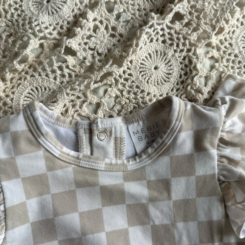 Mebie Baby Checkered Ruffle Onesie